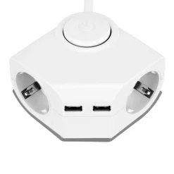 REV Ritter Steckdosenleiste-Eckmontage 2fach 2xUSB inkl Schalter 1,5m