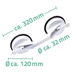 Ridder Reisesauggriff mit 2 Saugern 32 cm weiß