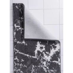 Ridder Teppich Marmor 55 x 50 cm grau-weiß Polyester-Microfaser