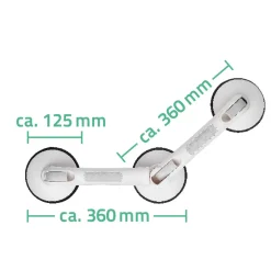 Ridder Winkel-Sauggriff mit 3 Saugern Premium 60 cm weiß