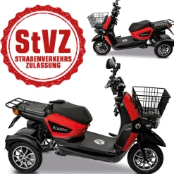 Rolektro E-Carrier 25 V.3 Lithium, Rot, ohne Koffer, 60V-32,5Ah Akku, 1000 Watt