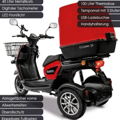 Rolektro E-Carrier „25 V.3“ Rot, mit Koffer