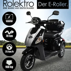 Rolektro E-Dreiradroller „25 V.3“ 1000 W, schwarz