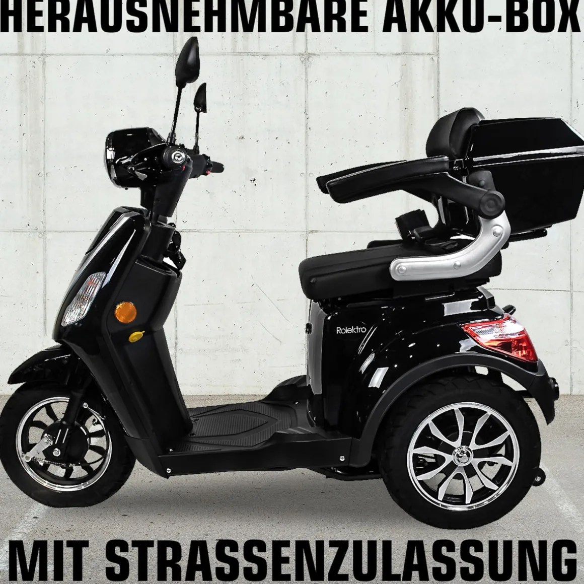 Rolektro E-Dreiradroller „25 V.3“ 1000 W, schwarz