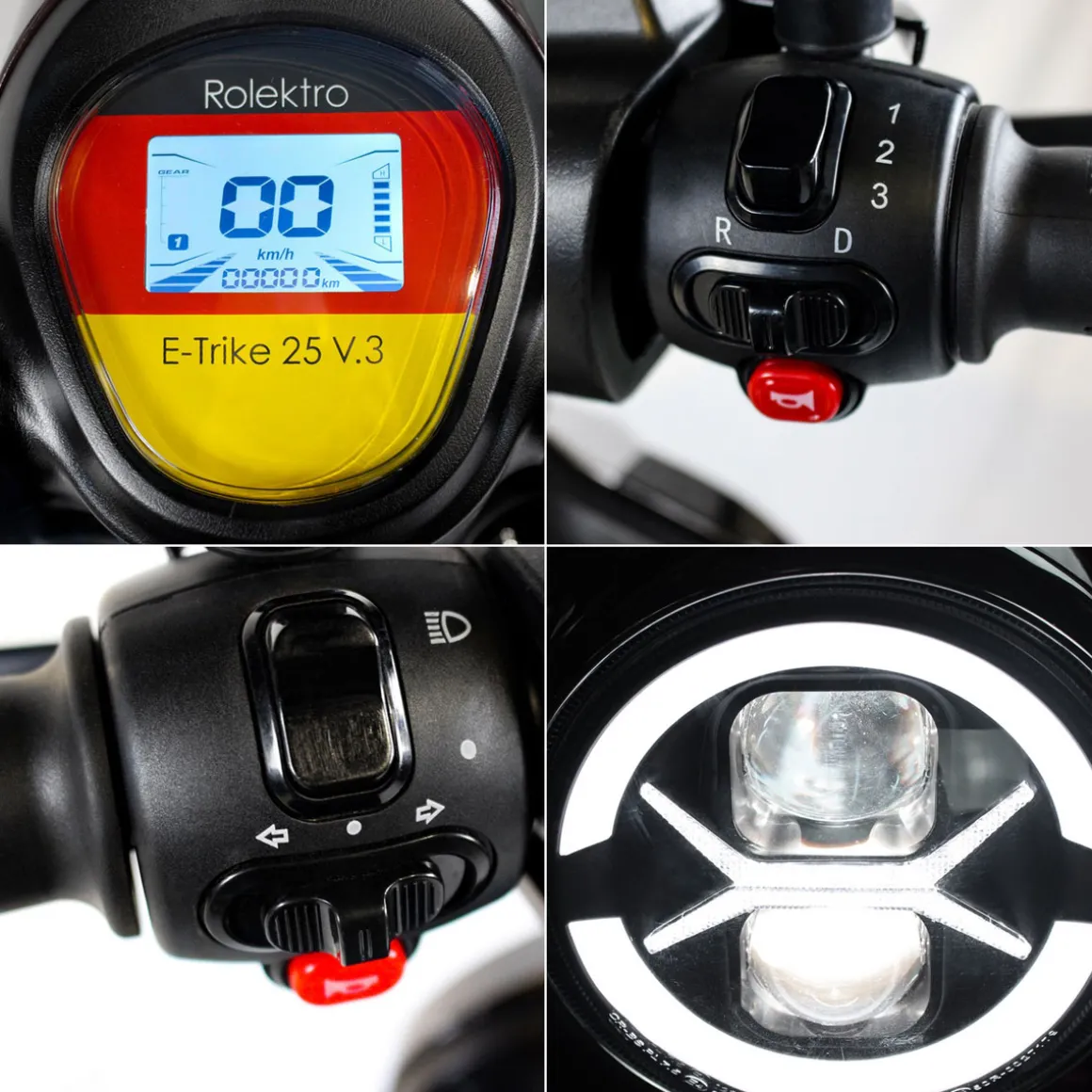 Rolektro E-Dreiradroller „25 V.3“ 1000 W, schwarz