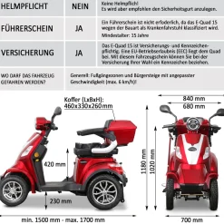 Rolektro E-Quad „15“, 1000 W, Rot