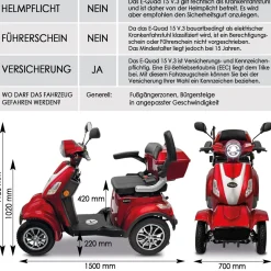 Rolektro E-Quad 15 V.3 Lithium Rot 60V-30Ah Akku 1000 Watt