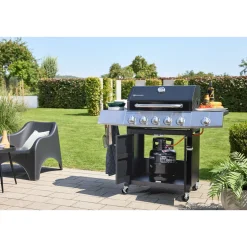 Rothmann Gasgrillwagen Daytona 5 Plusschwarz mit Edelstahlapplikationen