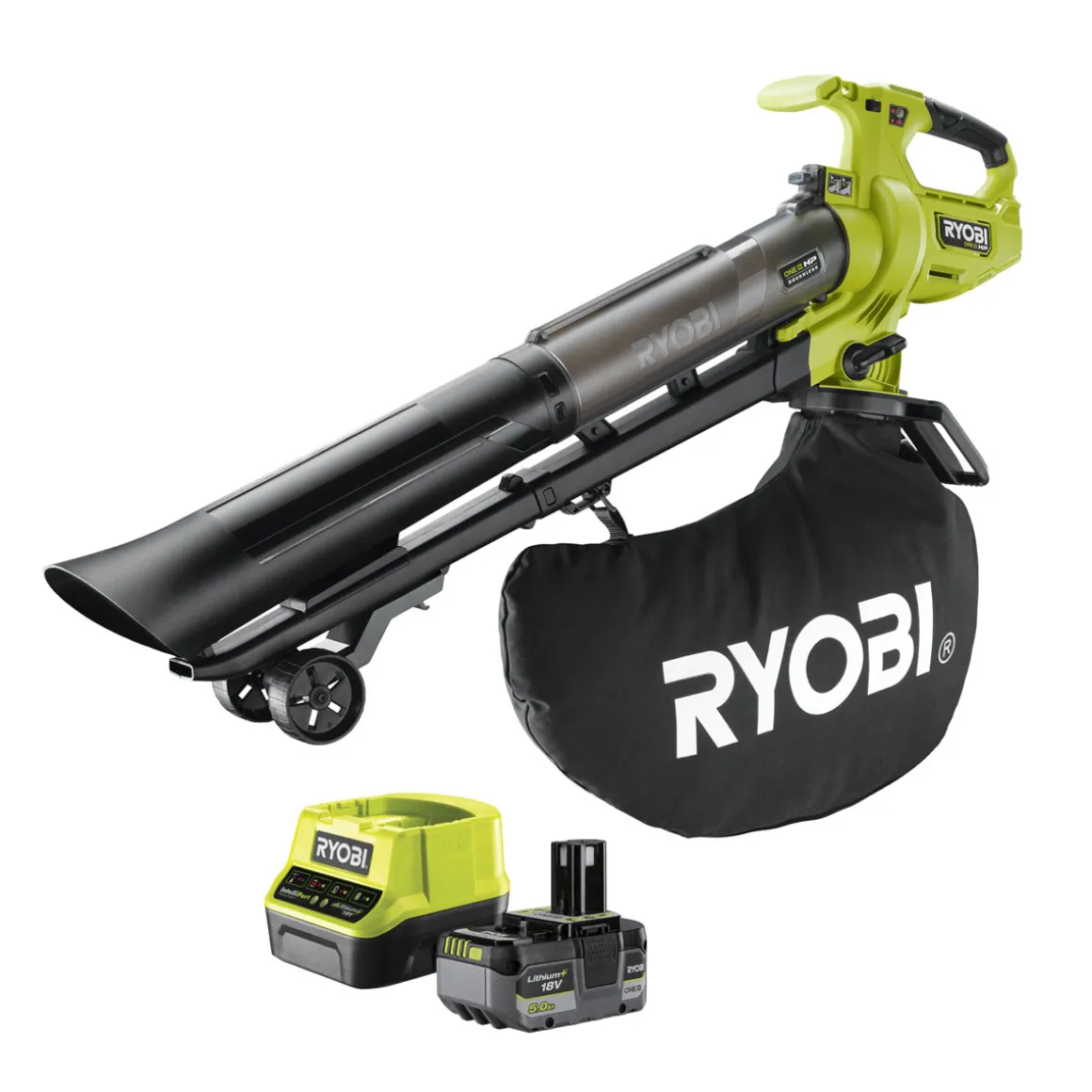 Ryobi Akku-Laubsauger/-bläser RY18BVXA-150 7,7 m3/min inkl 5,0 Ah Akku u Ladegerät