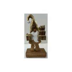 Santa mit Geschenken 22 cm natur/gold