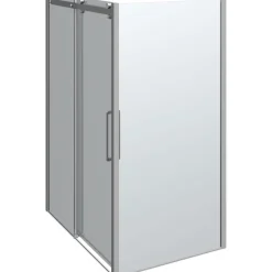 Scanbad Schiebetür mit Panel Deluxe 140 x 100 cm Chrom/Klar