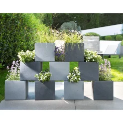 Scheurich Pflanzgefäß C-Cube 38 x 33 x 38 cm Stony Black