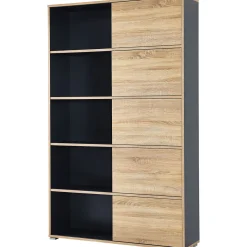 Schiebetürregal 120 x 196 x 35 cm anthrazit/Sonoma Eiche