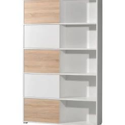 Schiebetürregal 120 x 196 x 35 cm weiß/Sonoma Eiche