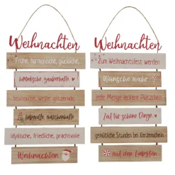 Schild Nollaig sortiert Rechteck 0,5 x 24 x 48 cm natur rot Metall Textil Holz