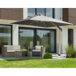 Schneider Schirme Sonnenschirm Rhodos Twist Woody 300 x 300 cm anthrazit