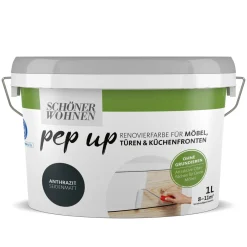 Schöner Wohnen Farbe pep up Anthrazit für Möbel Türen und Küchenfronten 1 L