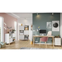 Schreibtisch 160 x 75 x 80 cm weiß/Navarra Eiche