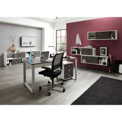 Schreibtisch Altena mit Metallkufen 158 x 75 x 79 cm weiß/Basalto-Dunkel