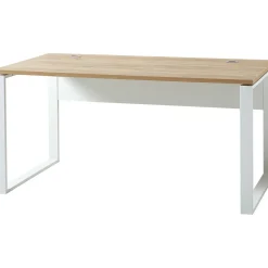 Schreibtisch Lionel mit Metallkufen 158 x 75 x 79 cm weiß/Navarra-Eiche-Nachbildung