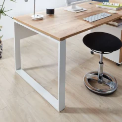Schreibtisch Lionel mit Metallkufen 158 x 75 x 79 cm weiß/Navarra-Eiche-Nachbildung