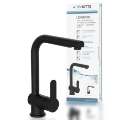 Schütte Spültischarmatur „London“ schwarz mit Geschirrbrause