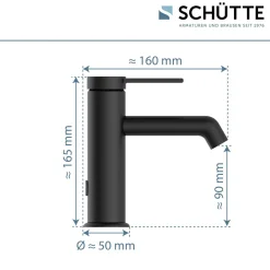 Schütte Waschtischarmatur „Los Angeles“ schwarz-matt Eco-Click-Funktion