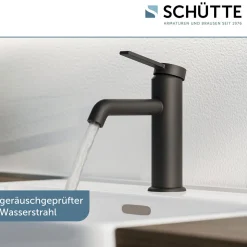 Schütte Waschtischarmatur „Los Angeles“ schwarz-matt Eco-Click-Funktion