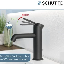 Schütte Waschtischarmatur „Los Angeles“ schwarz-matt Eco-Click-Funktion