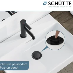 Schütte Waschtischarmatur „Los Angeles“ schwarz-matt Eco-Click-Funktion