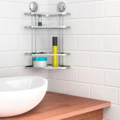 Schütte Dusch-Eckablage 2 Etagen Chrom zum Kleben oder Schrauben