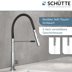 Schütte Küchenarmatur mit ausziehbarer Brause 79180 Stilo chrom schwarz