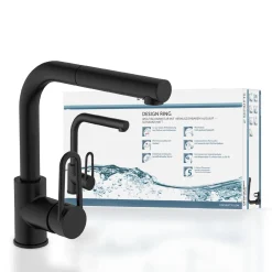 Schütte Spülarmatur Design Ring schwarz matt mit herausziehbarer Geschirrbrause