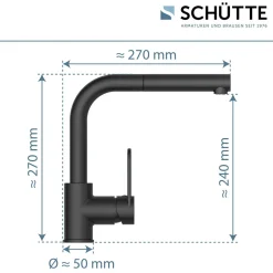 Schütte Spülarmatur Design Ring schwarz matt mit herausziehbarer Geschirrbrause
