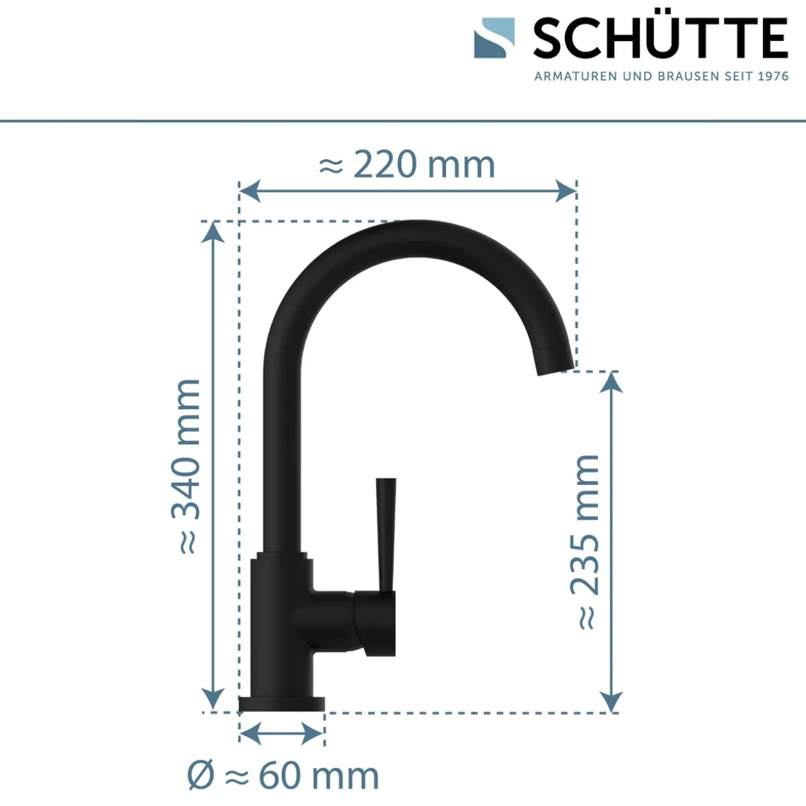 Schütte Spültischarmatur Cornwall Niederdruck schwarz matt
