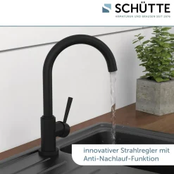 Schütte Spültischarmatur Cornwall Niederdruck schwarz matt
