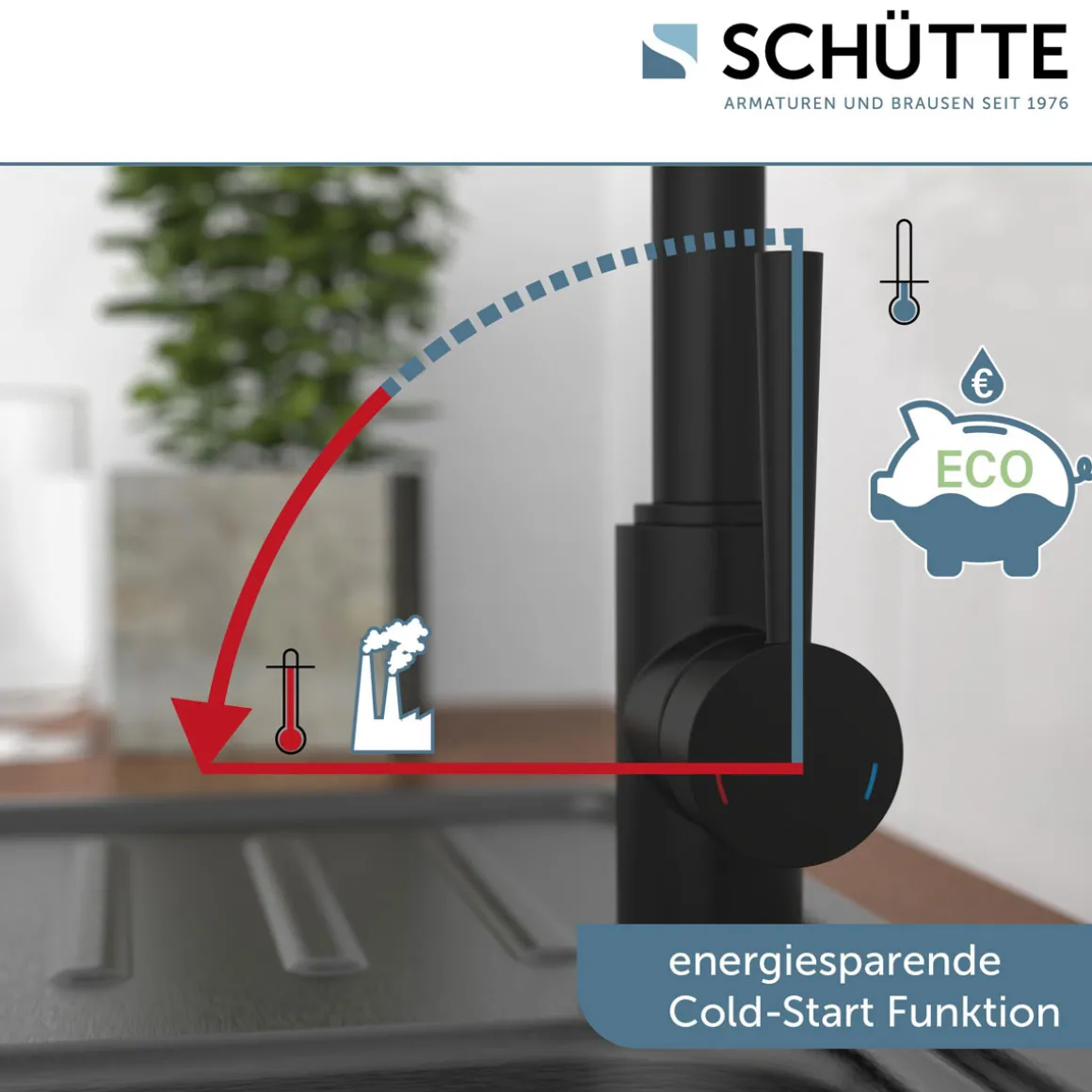 Schütte Spültischarmatur Cornwall Niederdruck schwarz matt