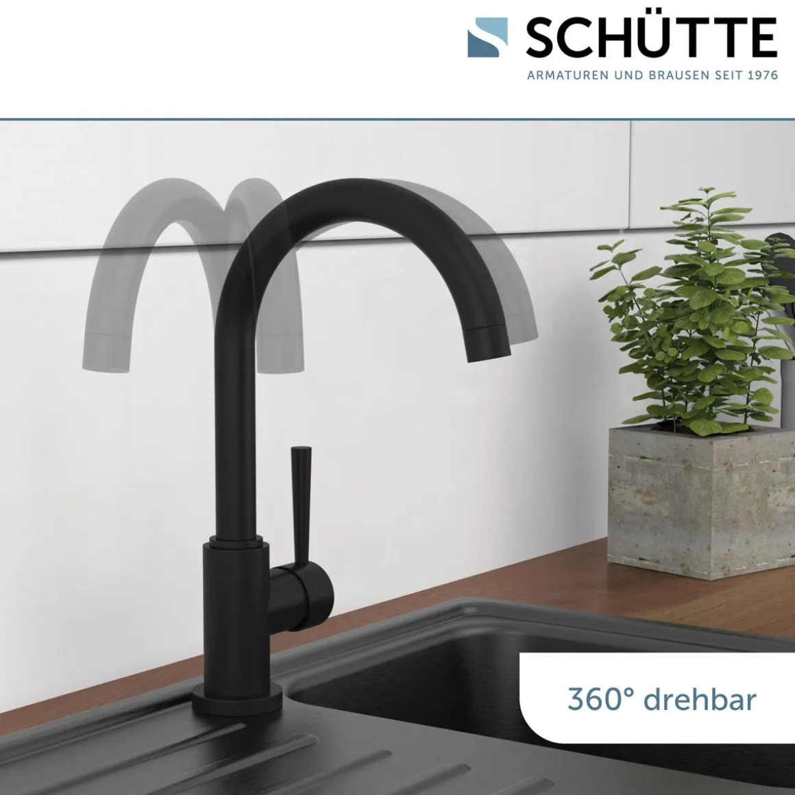 Schütte Spültischarmatur Cornwall Niederdruck schwarz matt