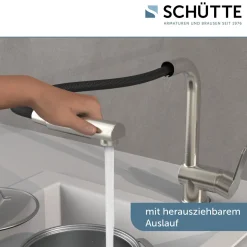 Schütte Spültischarmatur London Edelstahloptik mit herausziehbarem Auslauf