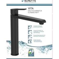 Schütte Spültischarmatur mit hohem Auslauf VITA schwarz