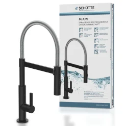 Schütte Spültischarmatur Miami schwarz matt Hochdruck ausziehbar