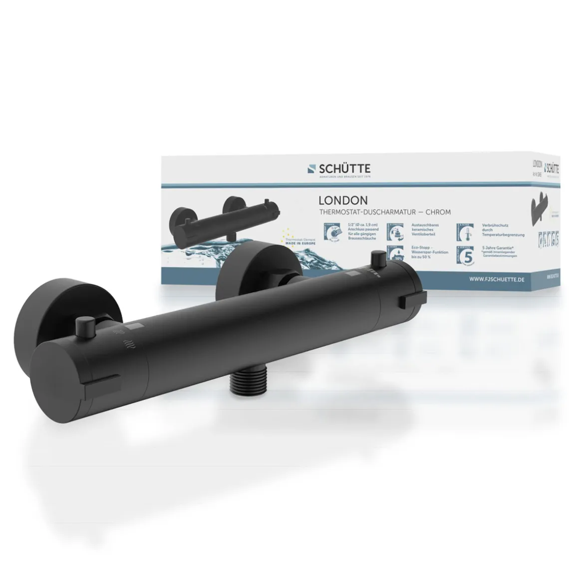 Schütte Thermostat Duscharmatur London Schwarz matt