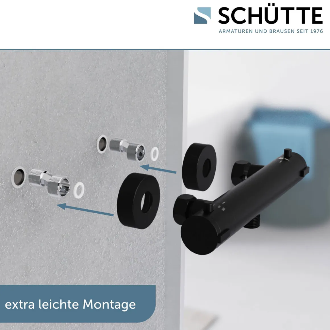 Schütte Thermostat Duscharmatur London Schwarz matt