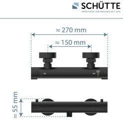 Schütte Thermostat Duscharmatur London Schwarz matt