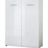 Schuhschrank Adison Fronten in Hochglanz mit Rillenfräsung 90 x 120 x 36 cm weiß