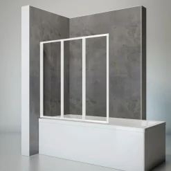 Schulte Badewannenfaltwand 3-teilig Komfort Echtglas alpinweiß