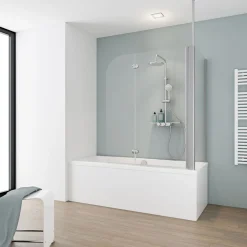 Schulte Badewannenfaltwand Komfort inkl Seitenwand grau