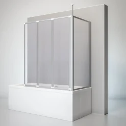 Schulte Badewannenfaltwand 3-teilig 1288 x 1400 mm mit Seitenwand und Deckenstütze