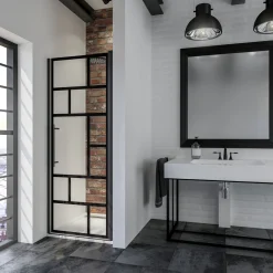 Schulte Drehtür in Nische BlackStyle mattschwarz BxH 80 x 192 cm