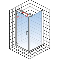 Schulte Drehtür pendelbar mit Seitenwand Toura 80 x 80 x 200 cm chrom Anschlag links